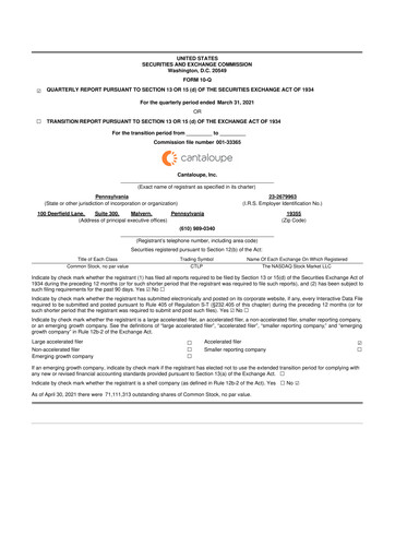 Thumbnail Cantaloupe 10-Q Quarterly Report FY2021 