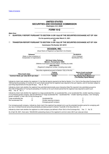 Vorschaubild Ocugen 10-Q Quartalsbericht 2021 