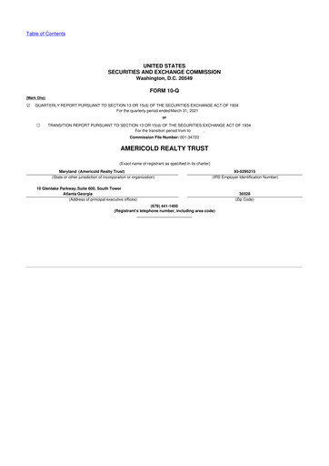 Thumbnail Americold 10-Q Quarterly Report FY 