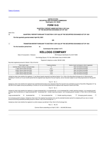 Thumbnail Kellanova 
 (Kellogg's) 10-Q Quarterly Report FY2021 