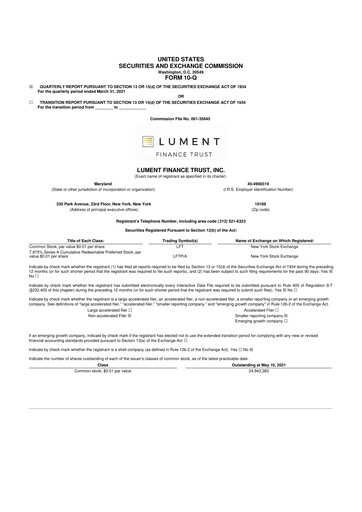 Vorschaubild Lument Finance Trust 10-Q Quartalsbericht  