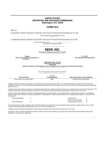 Vorschaubild Seer Inc 10-Q Quartalsbericht 2021 