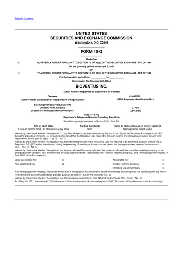 Thumbnail Bioventus 10-Q Quarterly Report FY2021 