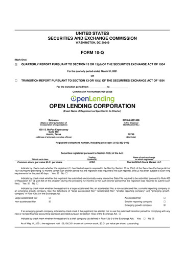 Thumbnail Open Lending 10-Q Quarterly Report FY2021 