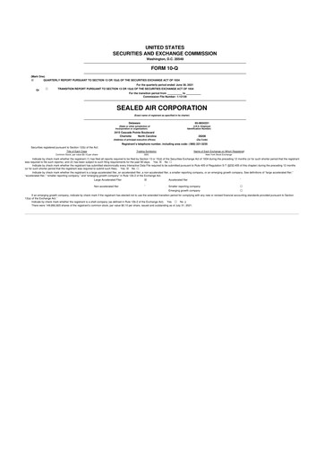 Miniature Sealed Air
 10-Q Rapport trimestriel 2021 