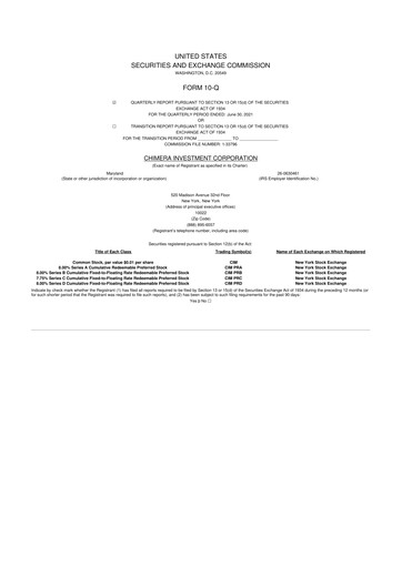 Vorschaubild Chimera Investment Corporation 10-Q Quartalsbericht 2021 