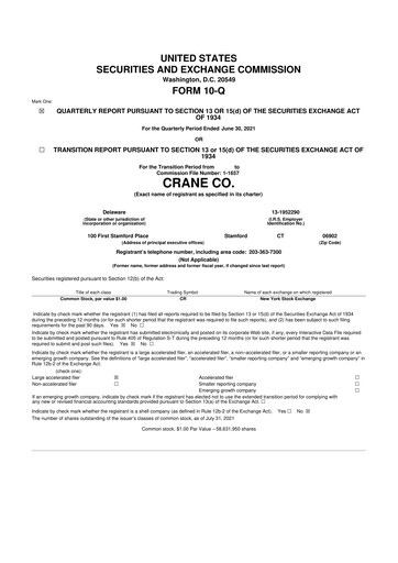 Thumbnail Crane NXT 10-Q Quarterly Report FY2021 
