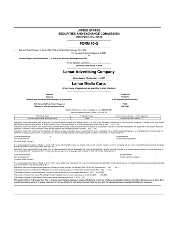 Thumbnail Lamar Advertising 10-Q Quarterly Report FY 