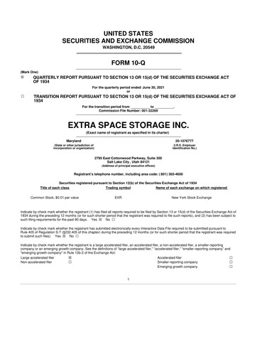 Vorschaubild Extra Space Storage
 10-Q Quartalsbericht 2021 