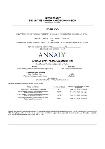 Thumbnail Annaly Capital Management
 10-Q Quarterly Report FY2021 