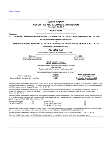 Vorschaubild Ocugen 10-Q Quartalsbericht 2021 