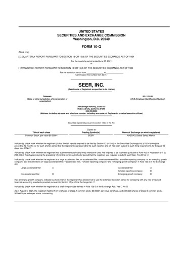 Vorschaubild Seer Inc 10-Q Quartalsbericht 2021 