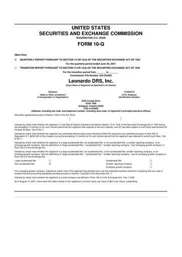 Thumbnail Leonardo DRS 10-Q Quarterly Report FY2021 