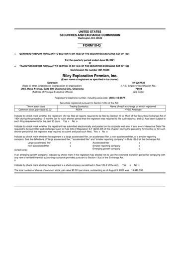 Vorschaubild Riley Exploration Permian 10-Q Quartalsbericht 2021 