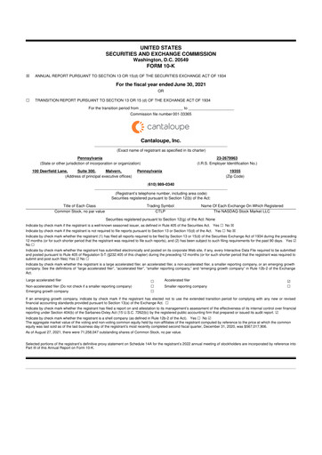 Thumbnail Cantaloupe 10-K Annual Report 2021