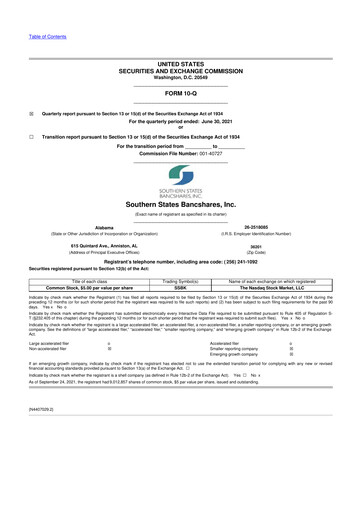 Thumbnail Southern States Bancshares 10-Q Quarterly Report FY2021 