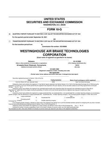 Thumbnail Wabtec 10-Q Quarterly Report FY2021 