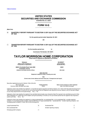 Thumbnail Taylor Morrison
 10-Q Quarterly Report FY2021 