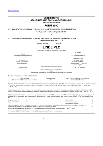 Thumbnail Linde 10-Q Quarterly Report FY2021 