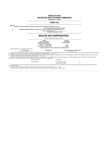 Miniature Sealed Air
 10-Q Rapport trimestriel 2021 