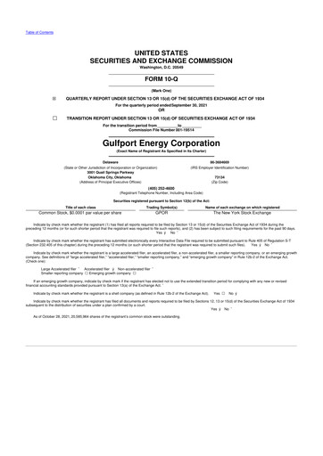 Thumbnail Gulfport Energy 10-Q Quarterly Report FY2021 