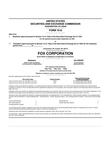 Thumbnail Fox Corporation 10-Q Quarterly Report FY2022 