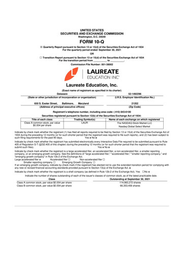 Thumbnail Laureate Education
 10-Q Quarterly Report FY2021 