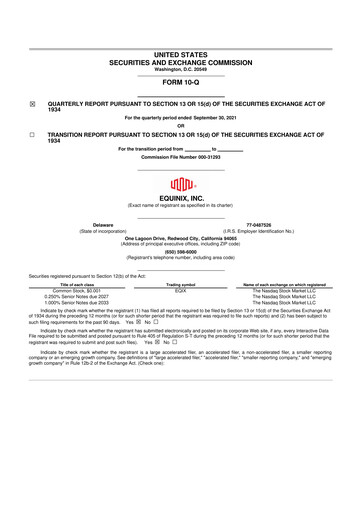 Thumbnail Equinix 10-Q Quarterly Report FY2021 