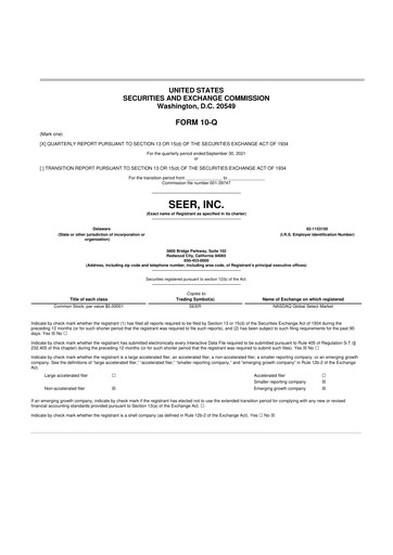 Vorschaubild Seer Inc 10-Q Quartalsbericht 2021 