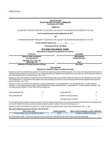 Miniature Hyliion 10-Q Rapport trimestriel 2021 