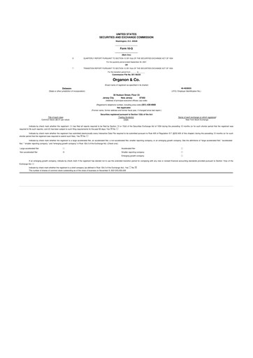 Miniature Organon 10-Q Rapport trimestriel 2021 
