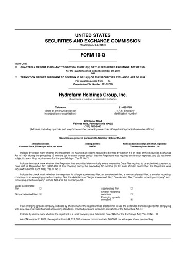 Vorschaubild Hydrofarm 10-Q Quartalsbericht 2021 