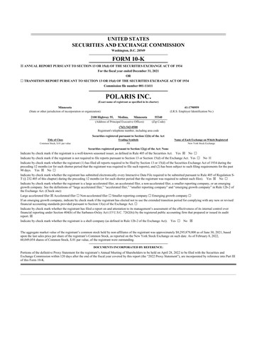 Thumbnail Polaris 10-K Annual Report 2021