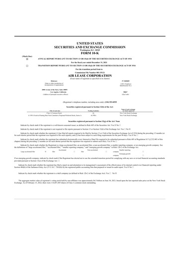 Thumbnail Air Lease Corporation
 10-K Annual Report 2021