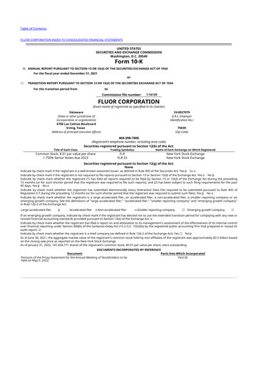 Thumbnail Fluor Corporation
 10-K Annual Report 2021