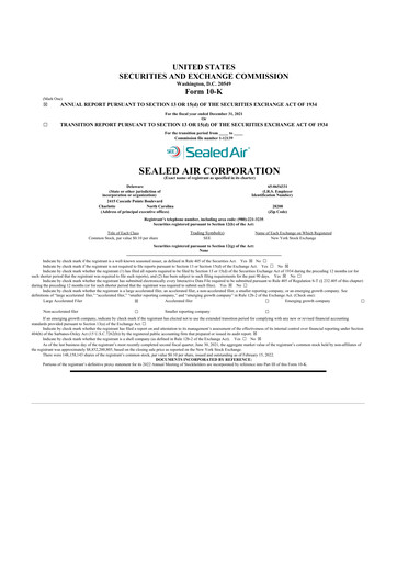 Thumbnail Sealed Air
 10-K Annual Report 2021