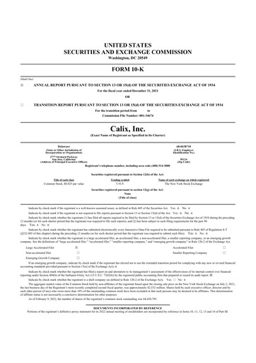 Thumbnail Calix 10-K Annual Report 2021