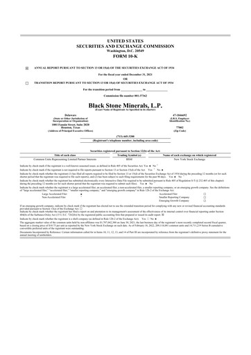 Thumbnail Black Stone Minerals
 10-K Annual Report 2021