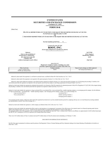 Vorschaubild Root Insurance
 10-K Jahresbericht 2021