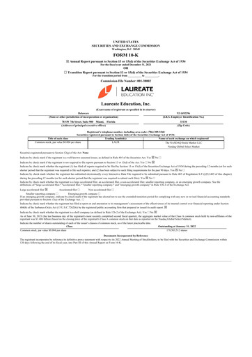 Miniature Laureate Education
 10-K Rapport annuel 2021