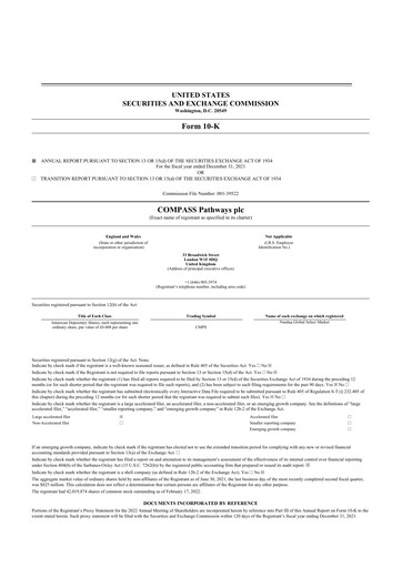 Miniature COMPASS Pathways 10-K Rapport annuel 2021