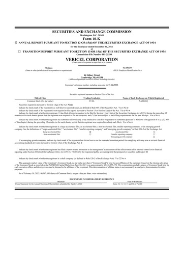 Thumbnail Vericel
 10-K Annual Report 2021