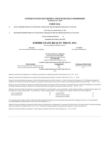 Thumbnail Empire State Realty Trust
 10-K Annual Report 2021