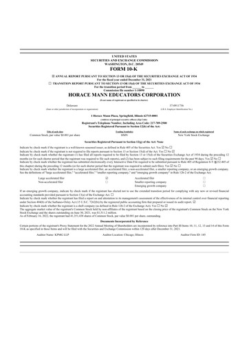 Thumbnail Horace Mann Educators 10-K Annual Report 2021