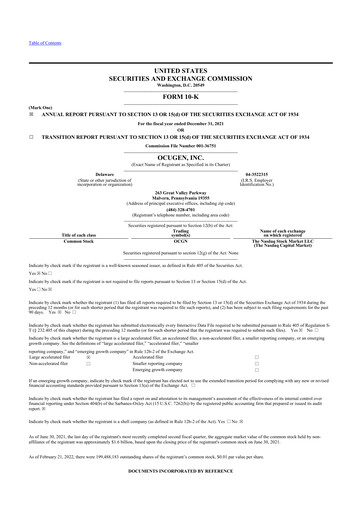 Thumbnail Ocugen 10-K Annual Report 2021