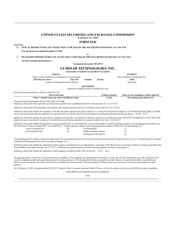 Thumbnail Luminar Technologies 10-K Annual Report 2021