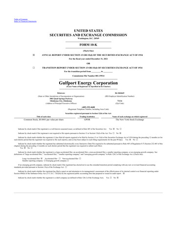 Thumbnail Gulfport Energy 10-K Annual Report 2021