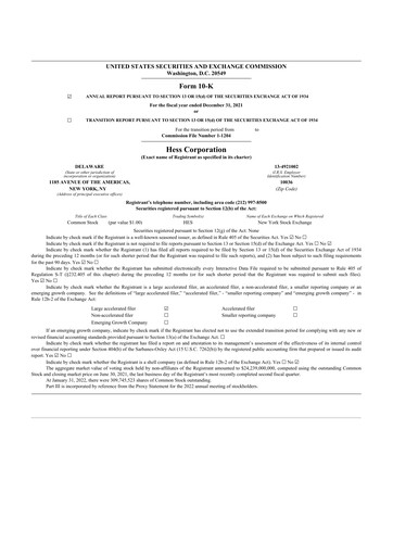 Thumbnail Hess 10-K Annual Report 