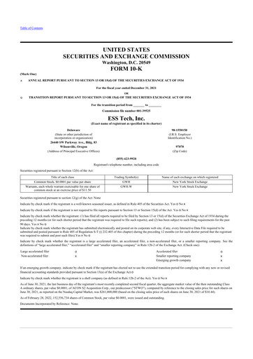 Vorschaubild ESS Tech 10-K Jahresbericht 2021