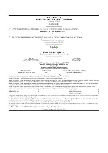 Thumbnail Stabilis Solutions 10-K Annual Report 2021